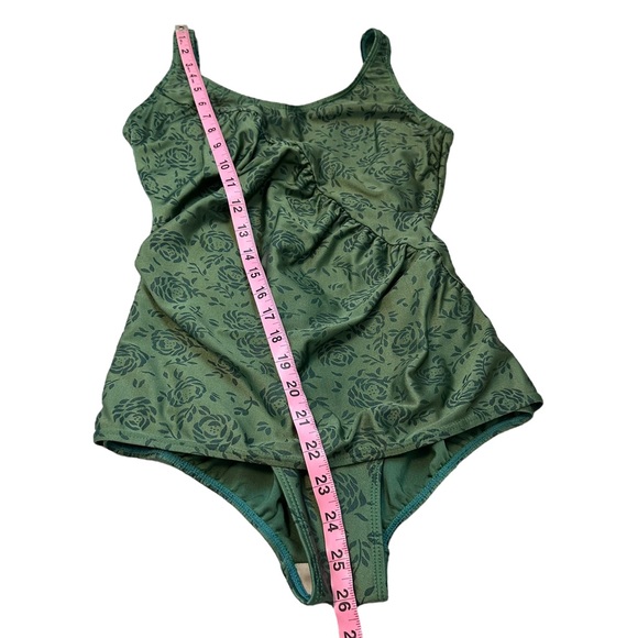 Vintage | Sun Sations | Green Rose Print One Piece Swim Suit Size 12 - Picture 11 of 11